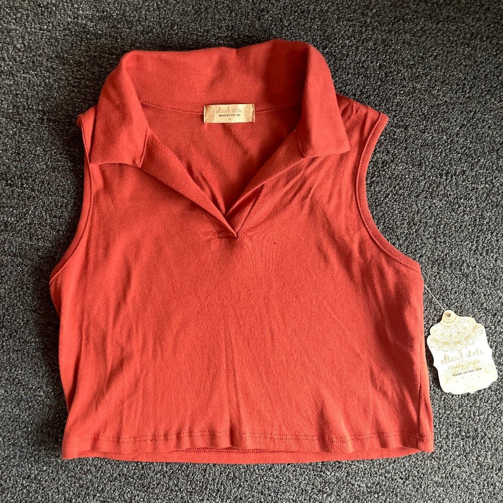 NWT Altar'd State Cropped Collared Tank, size M